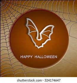 Happy Halloween Vector Background with abstract silhouette of flying bat.