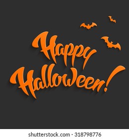 Happy Halloween Vector Background with Hand Lettering 3D Text