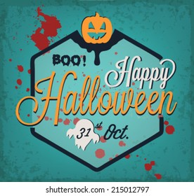 Happy Halloween Vector Background in Vintage Style