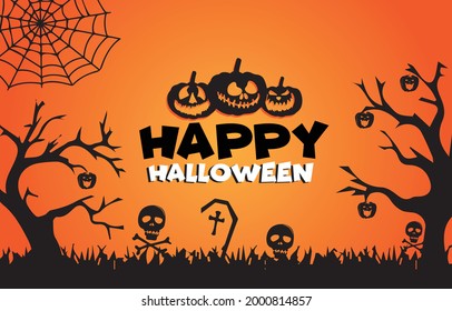 Happy Halloween vector banner design. Or invitation cared design.