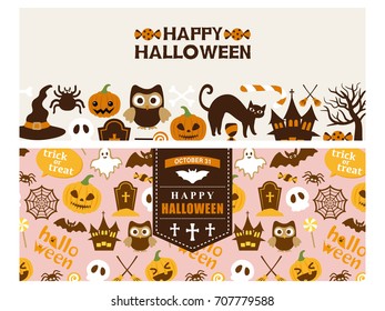 Happy halloween vector banner set