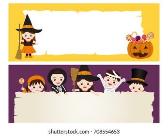 Happy halloween vector banner set