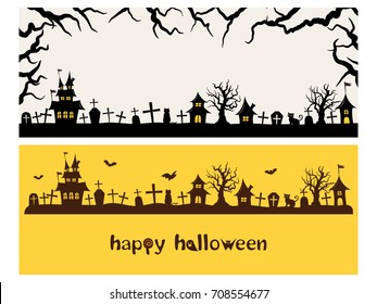 Happy halloween vector banner set