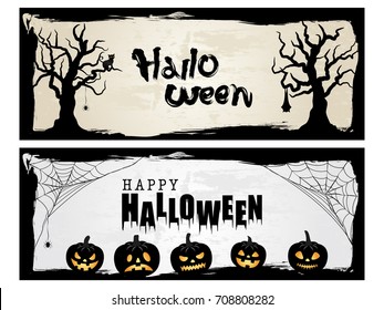 Happy halloween vector banner set