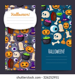 Happy Halloween vector banners.Set of cute halloween elements. Funny and creepy colorful theme for your design, prints and illustrations 