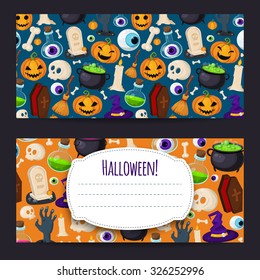 Happy Halloween vector banners.Set of cute halloween elements. Funny and creepy colorful theme for your design, prints and illustrations 