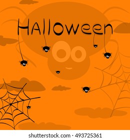 Happy Halloween. Vector of black spiders and web. Halloween background.