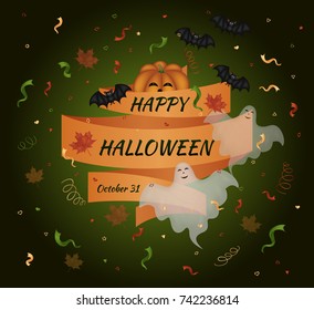 Happy Halloween. Vector card.