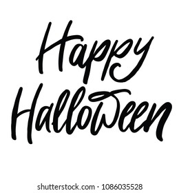 Happy Halloween vector challigraphy, isolated on white background. Halloween invitation and greeting. 