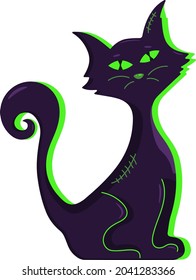 Feliz Halloween. gato vectorial de Halloween. ilustración vectorial. Pasos 8