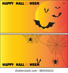 happy Halloween vector collection set  bats ana spiders backgrounds 