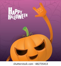 Happy halloween vector creative background. pumpkin rock n roll style halloween greeting card with text. Happy halloween rock concert poster design template or greeting card. vector jack o lantern