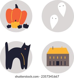 Happy Halloween. Vector cute illustrations