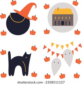 Happy Halloween. Vector cute illustrations