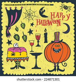 Happy Halloween. Vector halloween decoration set .