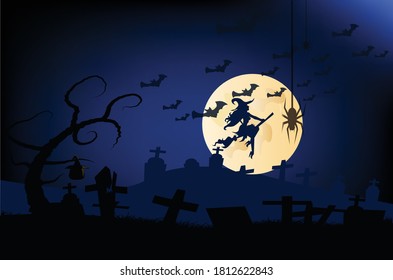 happy Halloween vector design dark background,Trick or treat - Halloween party.
