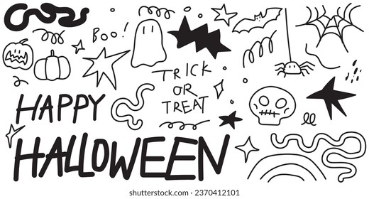 Happy halloween Vektordesign-Element einzeln mit Trick oder behandeln Text auf weißem Hintergrund.