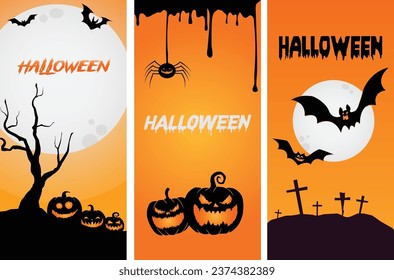 happy halloween vector design element set isolated on a white background