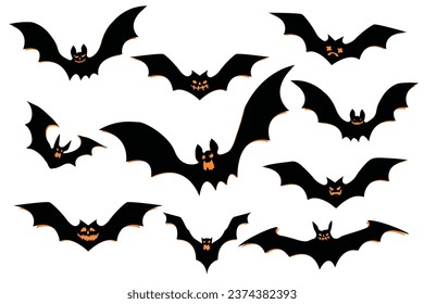 happy halloween vector design element set isolated on a white background