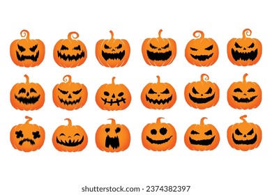 happy halloween vector design element set isolated on a white background