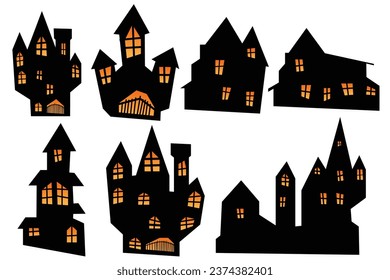 happy halloween vector design element set isolated on a white background