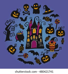 Happy halloween vector flat icons