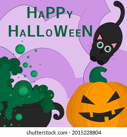 Fröhliches Halloween. Vektorflache Illustration. Feiertagssymbole.