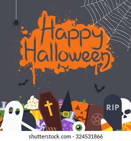 Happy Halloween, vector graphic design elements