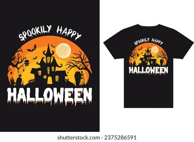 Feliz Diseño Gráfico Vector Halloween Y Camiseta