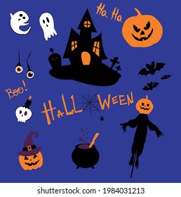 Happy Halloween, vector graphics set.