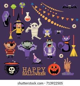 Happy Halloween vector greeting card. Trick or treat. Boo!