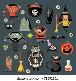 Happy Halloween vector greeting card. Trick or treat. Boo!