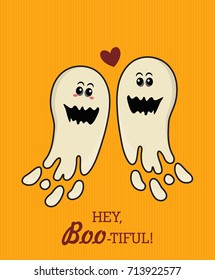 Happy Halloween vector greeting card. Trick or treat. Boo!