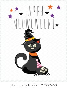 Happy Halloween vector greeting card. Trick or treat. Boo!