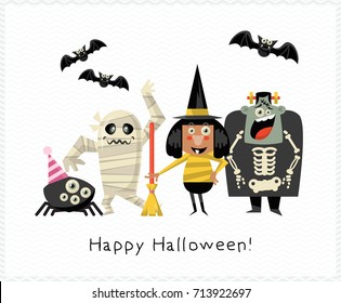 Happy Halloween vector greeting card. Trick or treat. Boo!