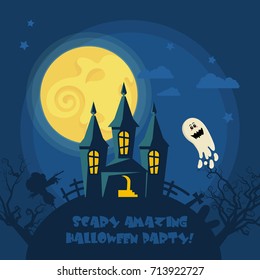 Happy Halloween vector greeting card. Trick or treat. Boo!