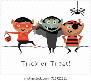Happy Halloween vector greeting card. Trick or treat. Boo!