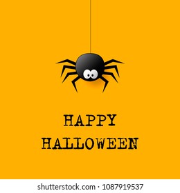 Happy Halloween vector. Holiday card with spider for banner, poster, greeting card, party invitation. Isolated illustration.