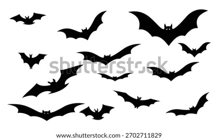 Happy Halloween vector icon. Halloween concept and decoration. Bats flying vector on white background. Flying black bats symbol.