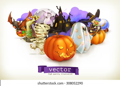 Happy Halloween, vector illustration