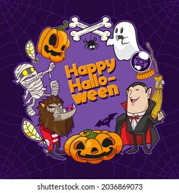 Happy Halloween vector illustration background