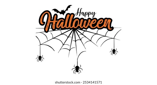Happy halloween. Vector illustration with bats and spiders