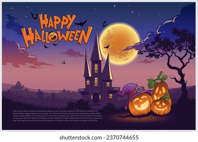 Happy Halloween vector illustration can be used for any club, event, party, restaurant, travel agencies, invitation, festival or other advertising purposes. 