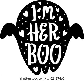 Happy halloween. Vector illustration with ghost. her boo