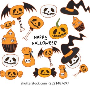 happy halloween vector illustration. Good for banner, poster, greeting card, party card, invitation, template, advertising, brochures, flyers, ad benners and social media