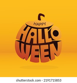 Feliz ilustración vectorial de Halloween para la celebración del 31 de octubre. Felices letras 3d de Halloween, banner, afiche, tarjeta de saludo, invitación a la fiesta. 