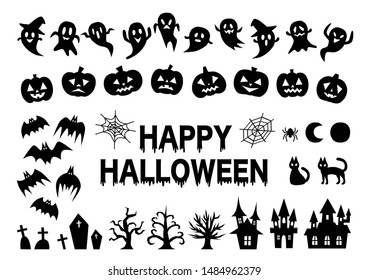 Happy Halloween. Vector illustration. Icons set.