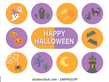 Happy Halloween. Vector illustration. Icons set. Button, banner.