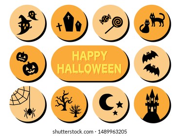 Happy Halloween. Vector illustration. Icons set. Button, banner.