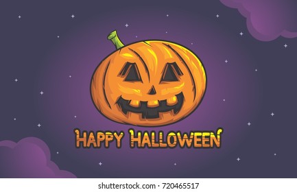 Happy Halloween Vector Illustration Isolated in Night Sky For Website Banner, Landing Page, Brochure, Posters, Flyer,  Greeting Card, Celebration Card